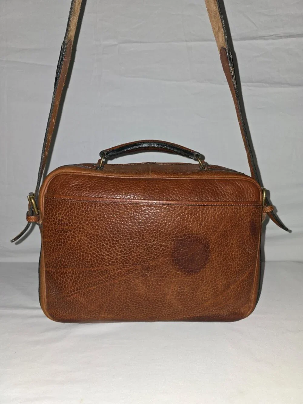 Vintage Territory Ahead Brown Full Grain Leather Overnight Weekender Travel Bag